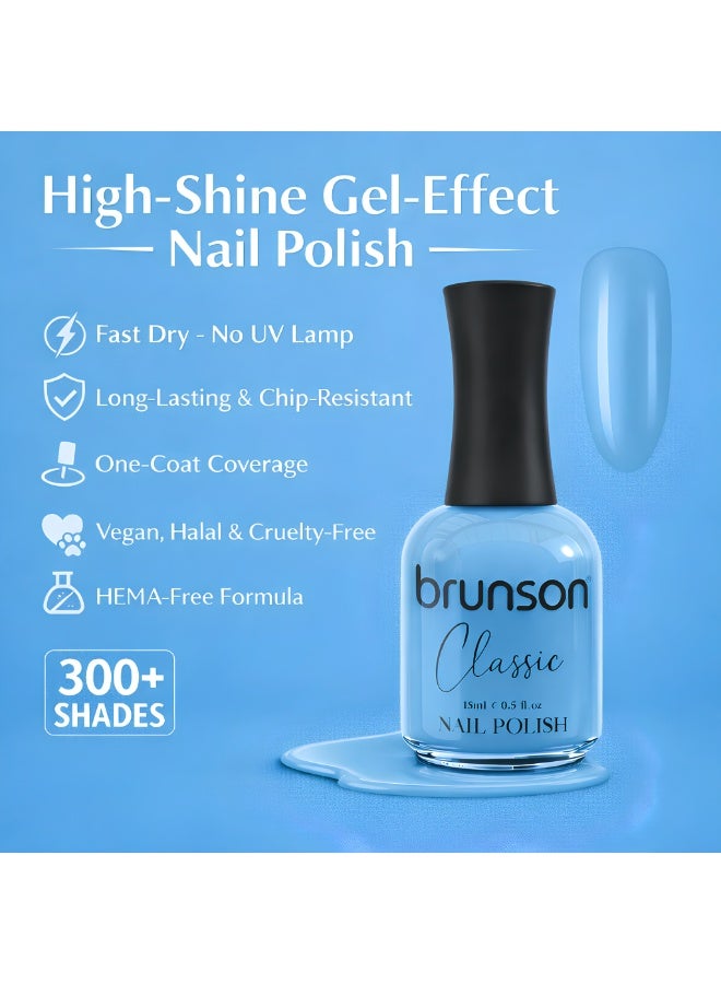 Brunson Classic Nail Polish 18ml Fast Dry Nail Lacquer Nail Harderner Normal Polish Glossy Gel Effect Quick Air Dry Long-Lasting Natural Nail Enamel Salon Quality Manicure Pedicure Regular Polish - Image 3